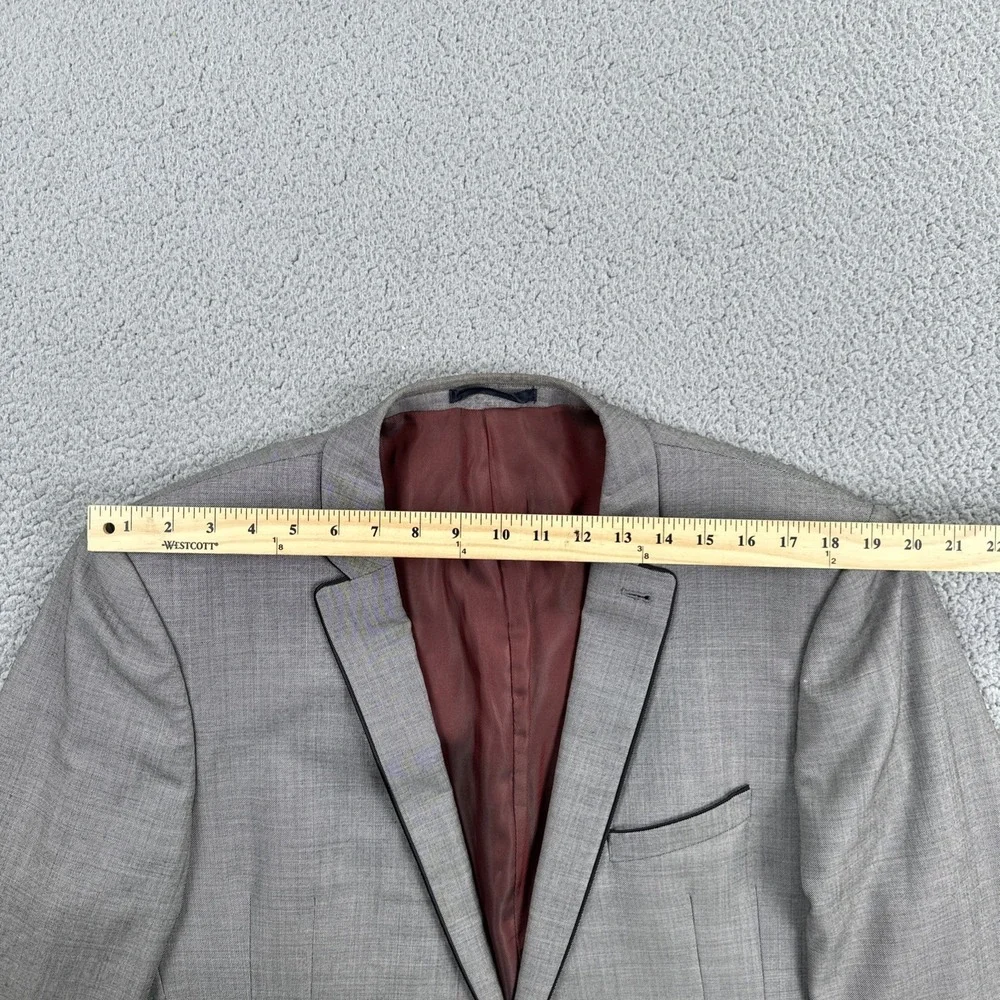 NEXT Signature Angelico Super 100s Blazer Men 46R Grey Slim Fit Woven in Italy